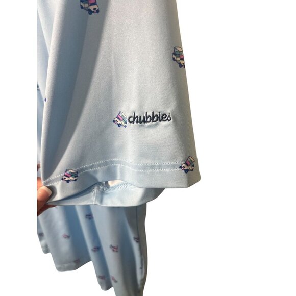 Chubbies Mens Ice Cream Truck Print Light Blue Polo Shirt S Short Sleeve Polyest - Picture 3 of 6